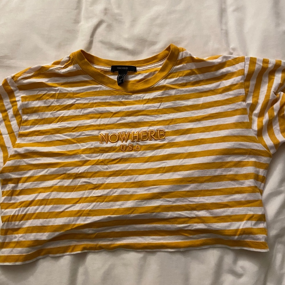 Yellow striped nowhere USA shirt